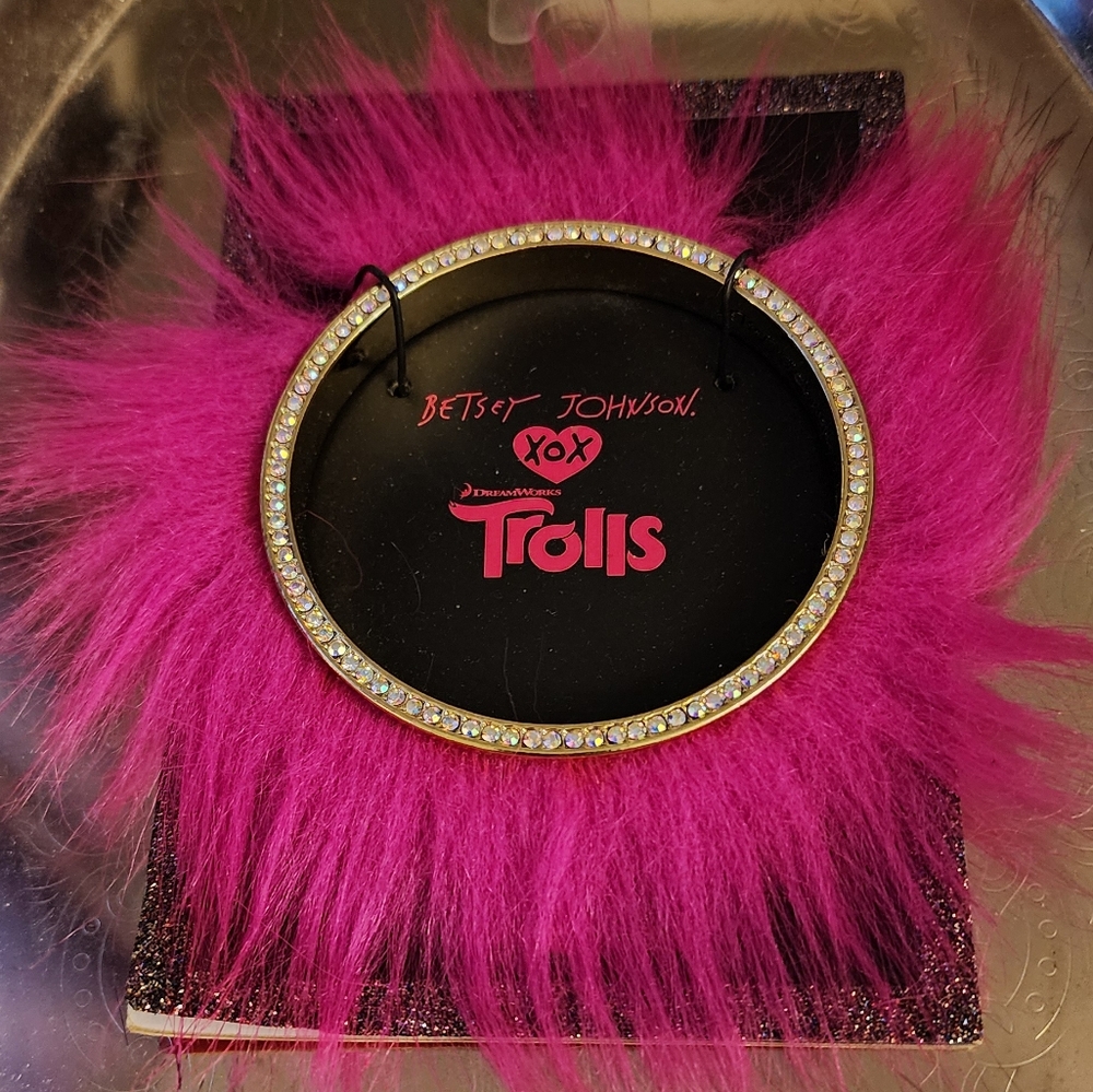 NWT Betsey Johnson Bangle Hot Pink Trolls Fur